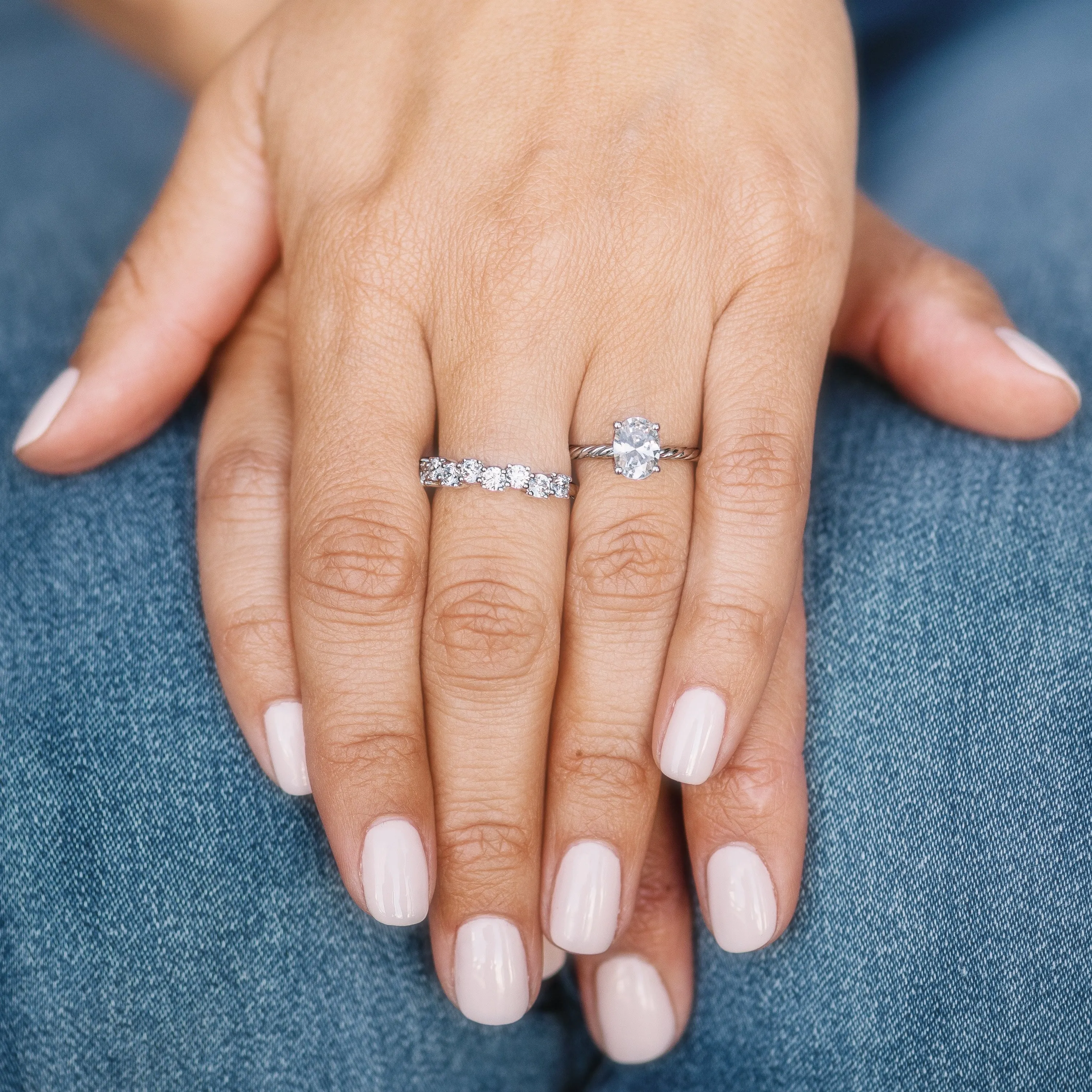 Serenity Solitaire Oval Diamond Twisted Band Engagement Ring Setting