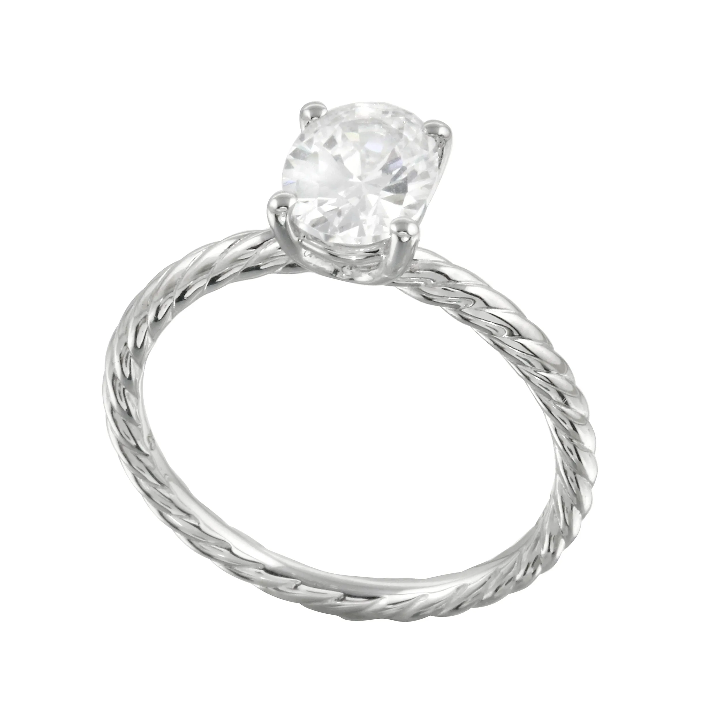 Serenity Solitaire Oval Diamond Twisted Band Engagement Ring Setting