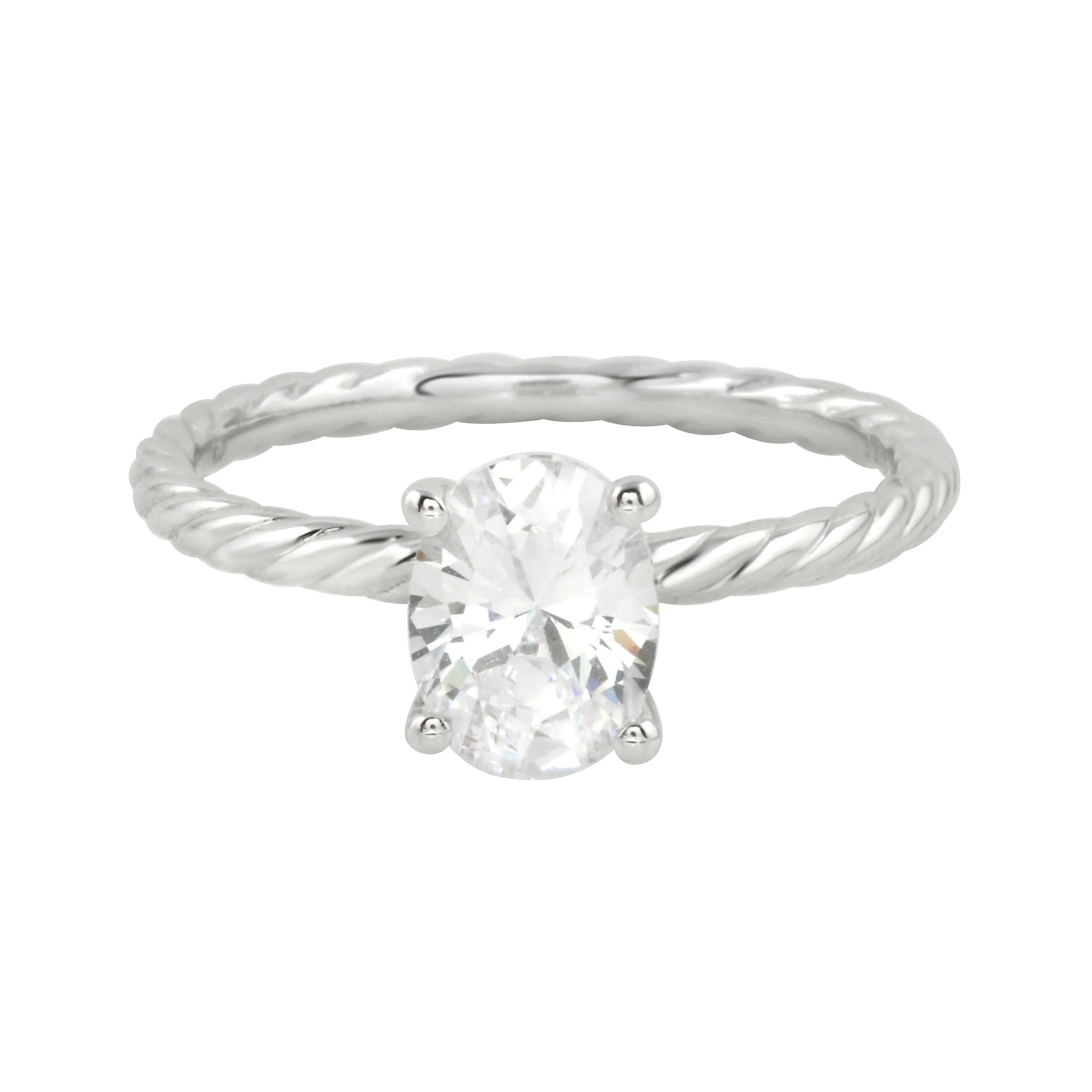 Serenity Solitaire Oval Diamond Twisted Band Engagement Ring Setting