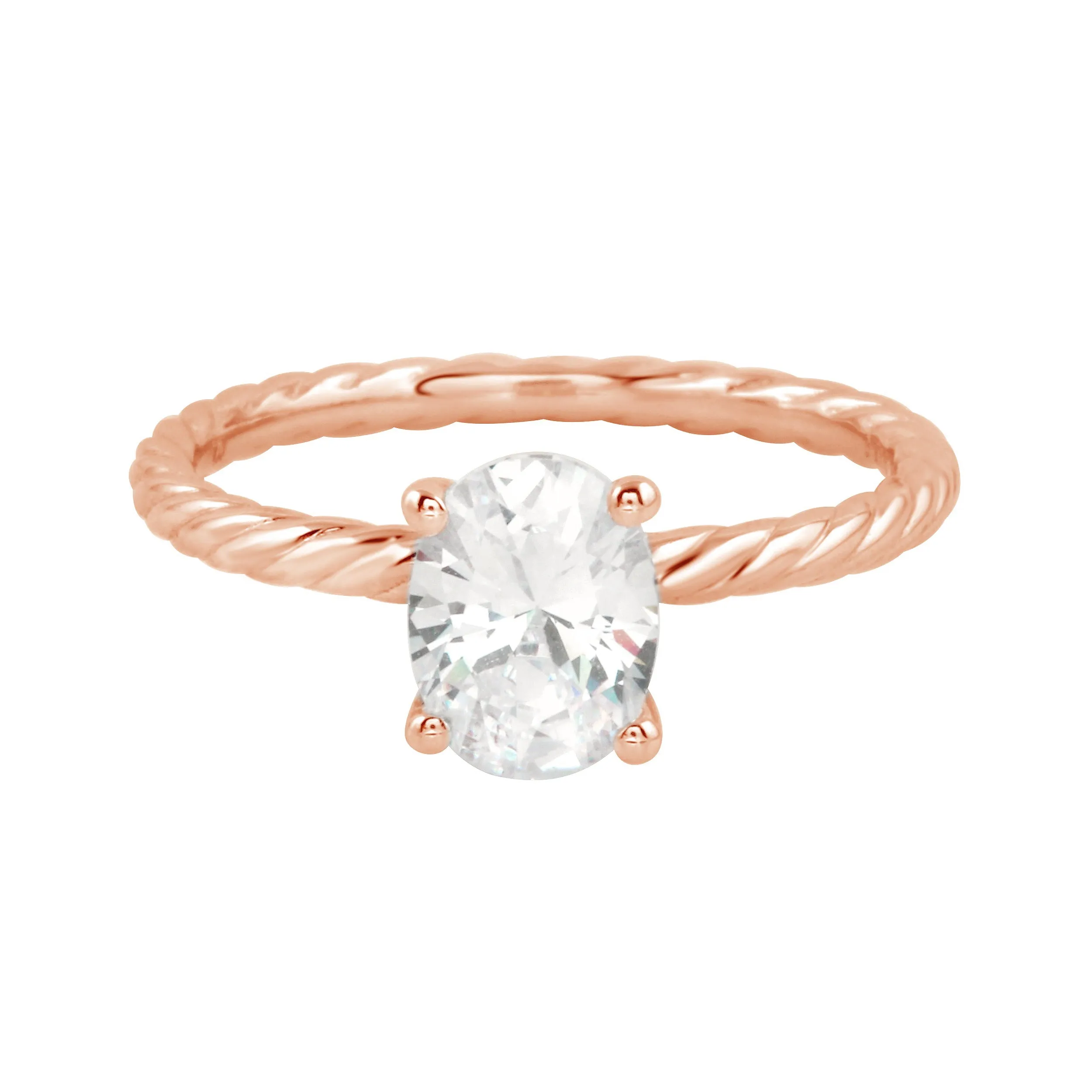 Serenity Solitaire Oval Diamond Twisted Band Engagement Ring Setting