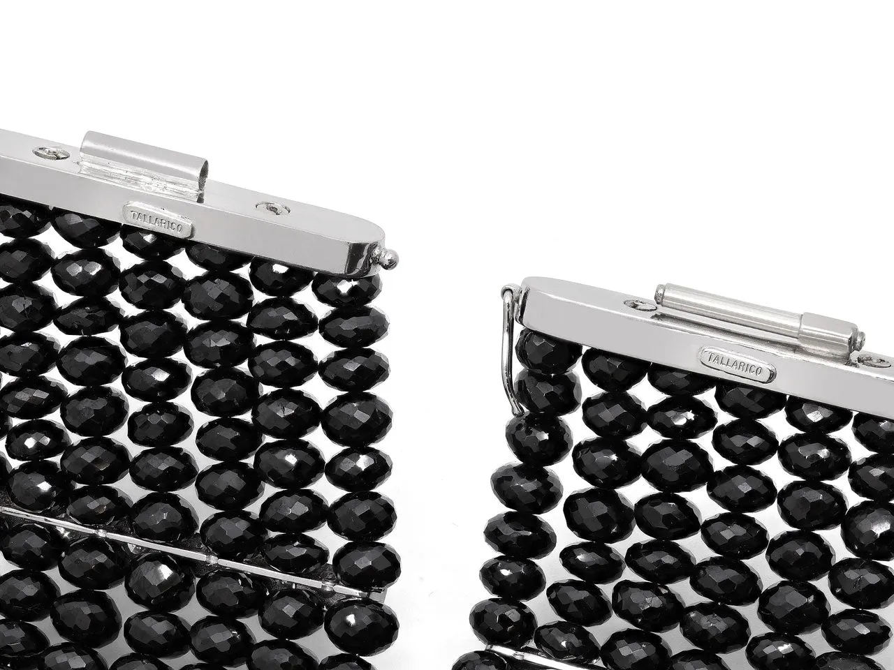 Set of Tallarico Onyx and Diamond Cuff Bracelets in 18K White Gold