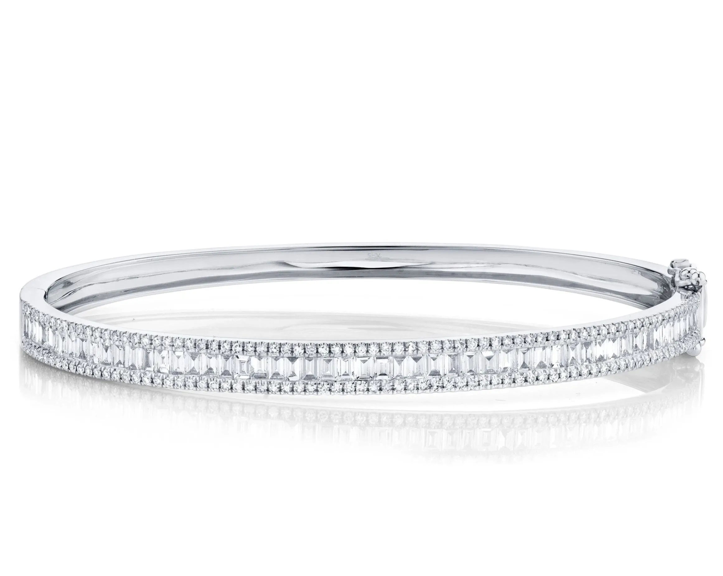 Shy Creation Baguette Diamond Bangle Bracelet