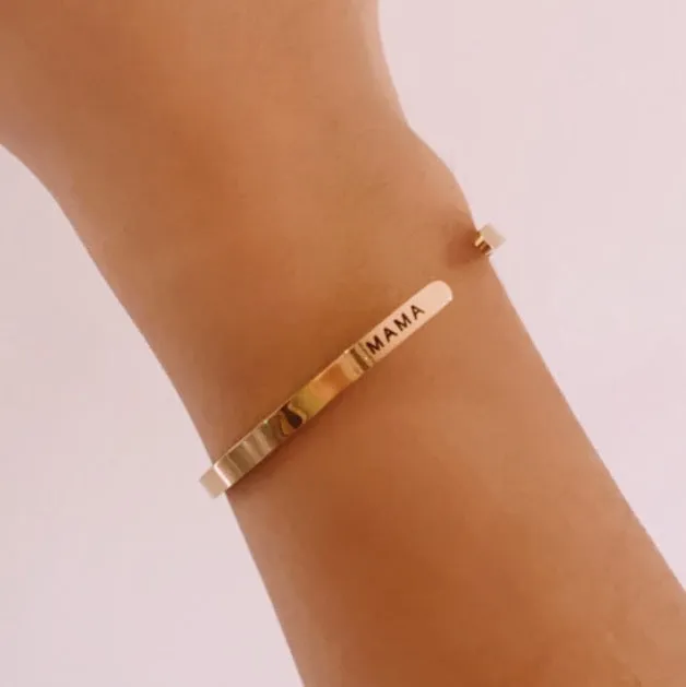 Side Lazer Engraved Gold Filled Cuff Bangle
