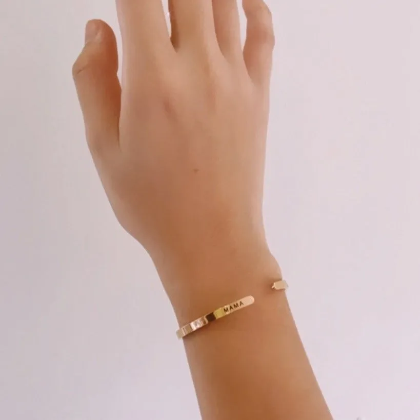 Side Lazer Engraved Gold Filled Cuff Bangle