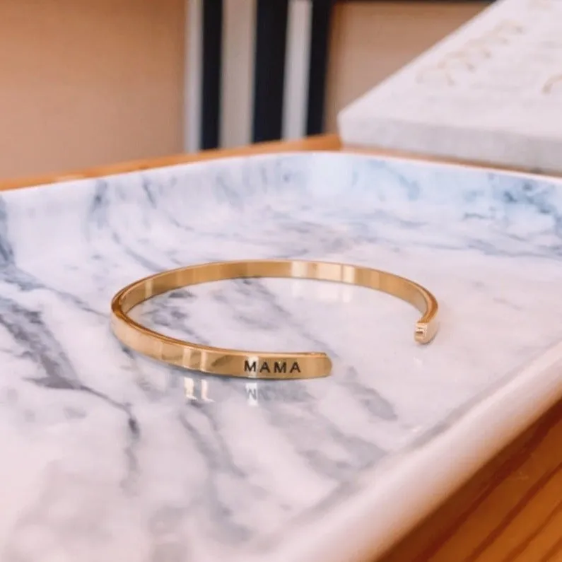 Side Lazer Engraved Gold Filled Cuff Bangle