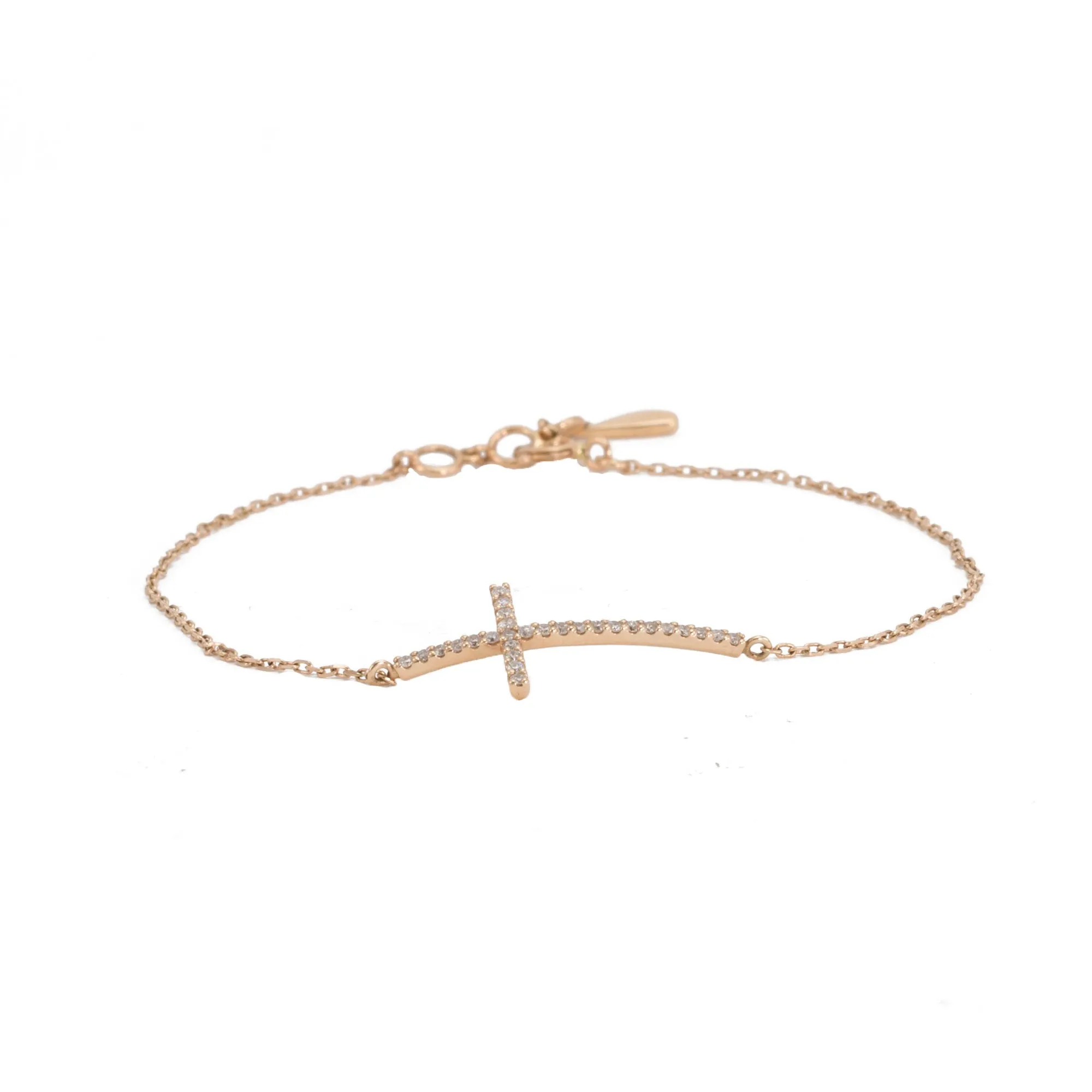 Sideways Diamond Cross Bracelet
