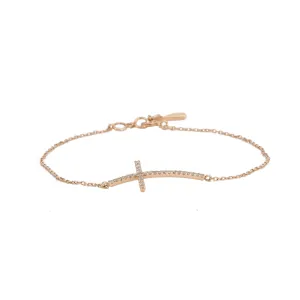 Sideways Diamond Cross Bracelet