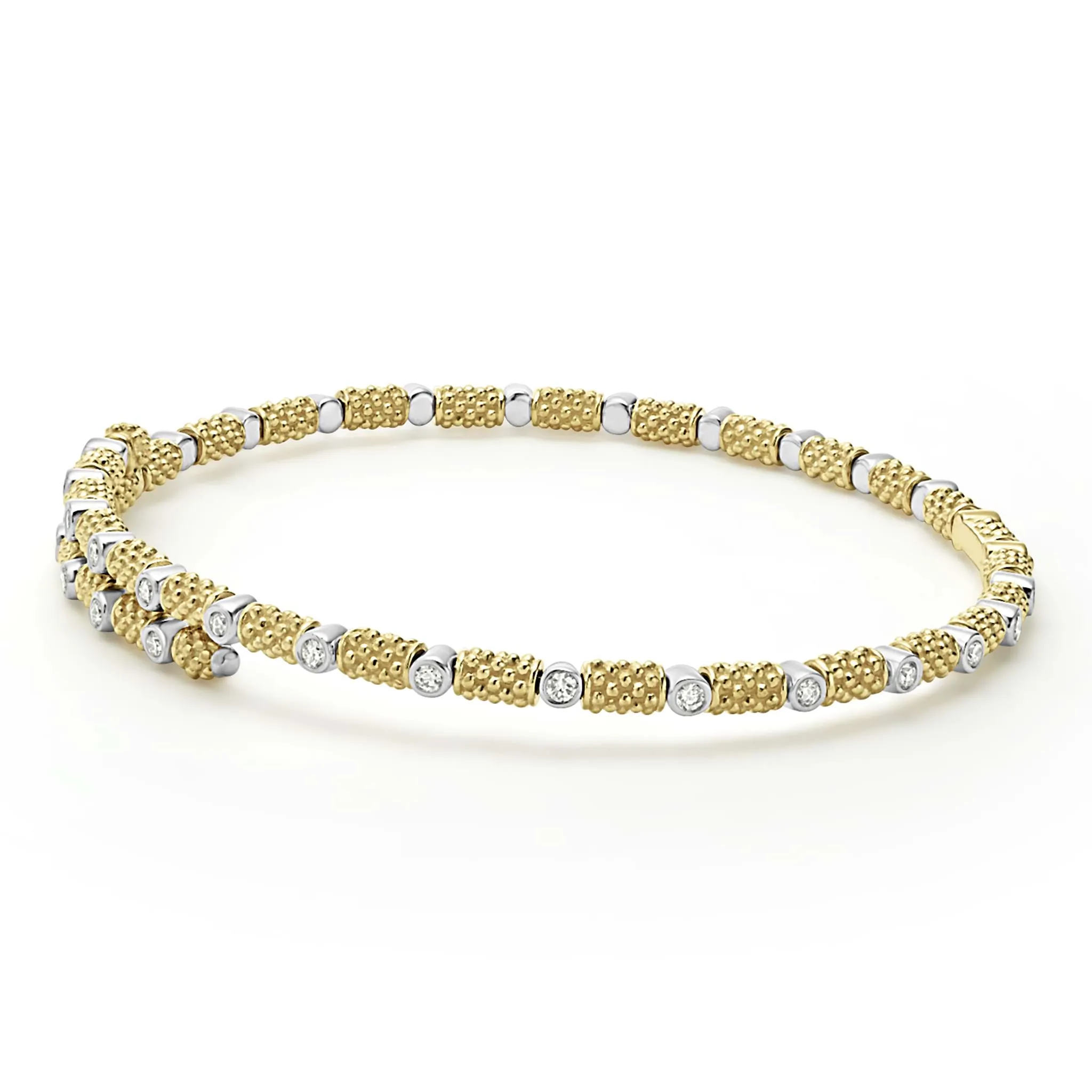 Signature Caviar 18K Gold and Diamond Superfine Cuff Bracelet