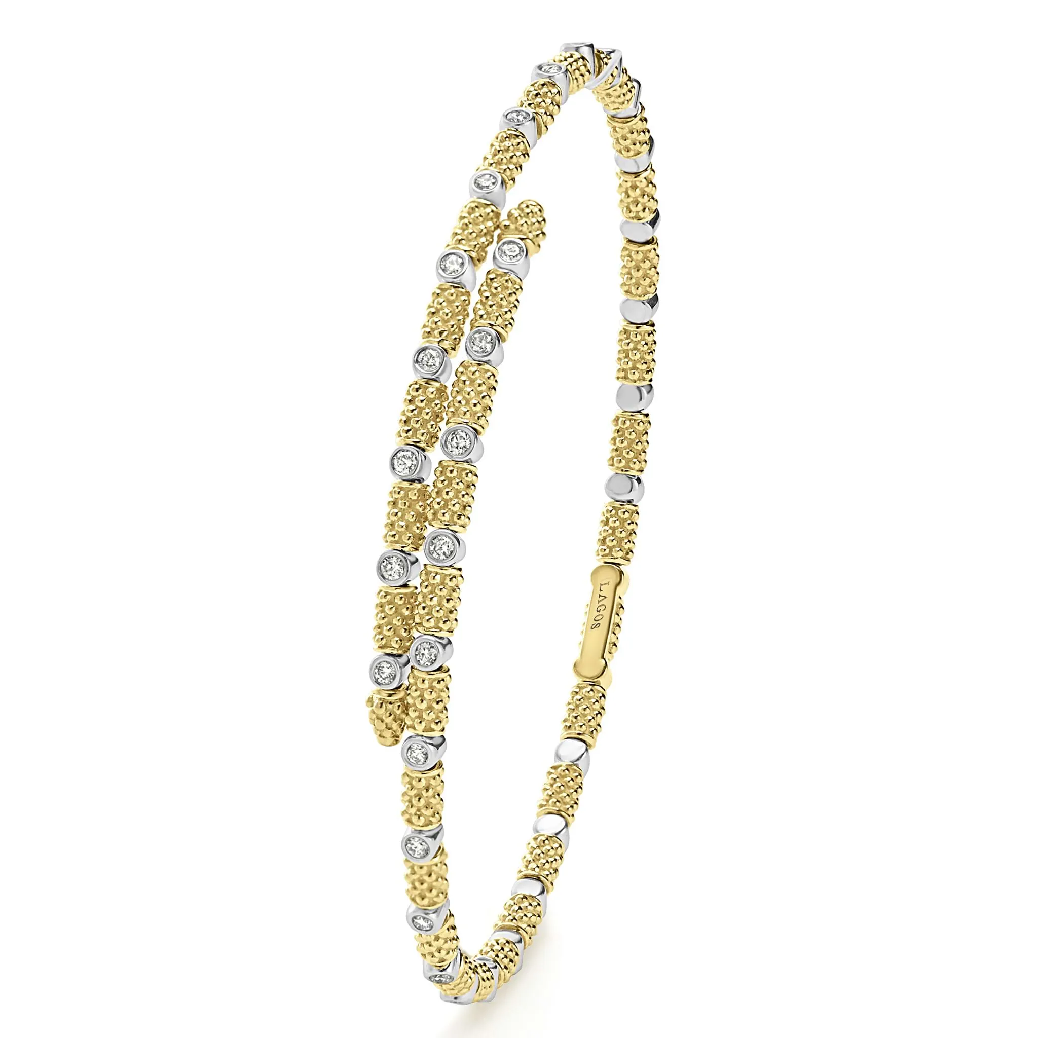 Signature Caviar 18K Gold and Diamond Superfine Cuff Bracelet