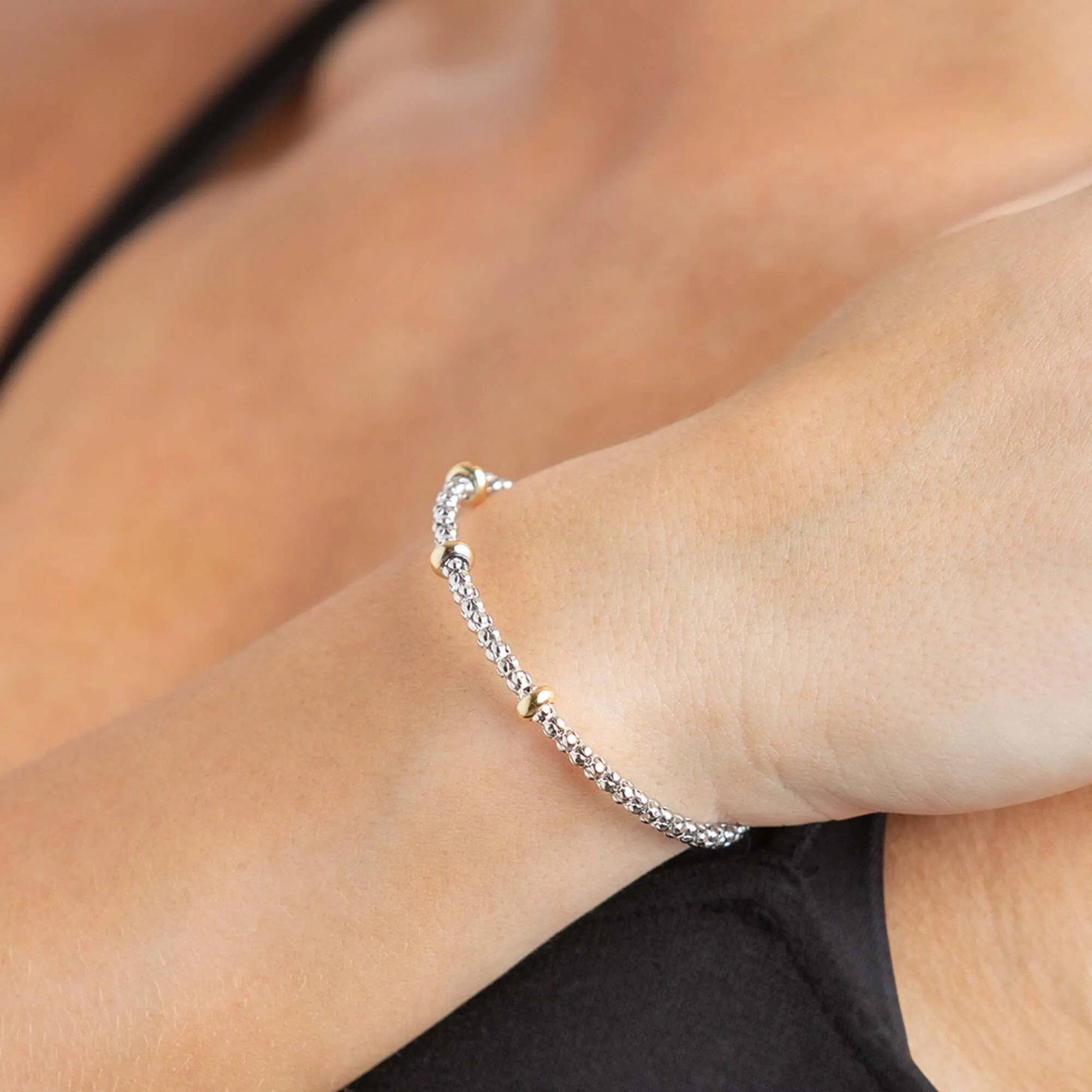 Silver & 18K Gold Prosecco Station Bracelet