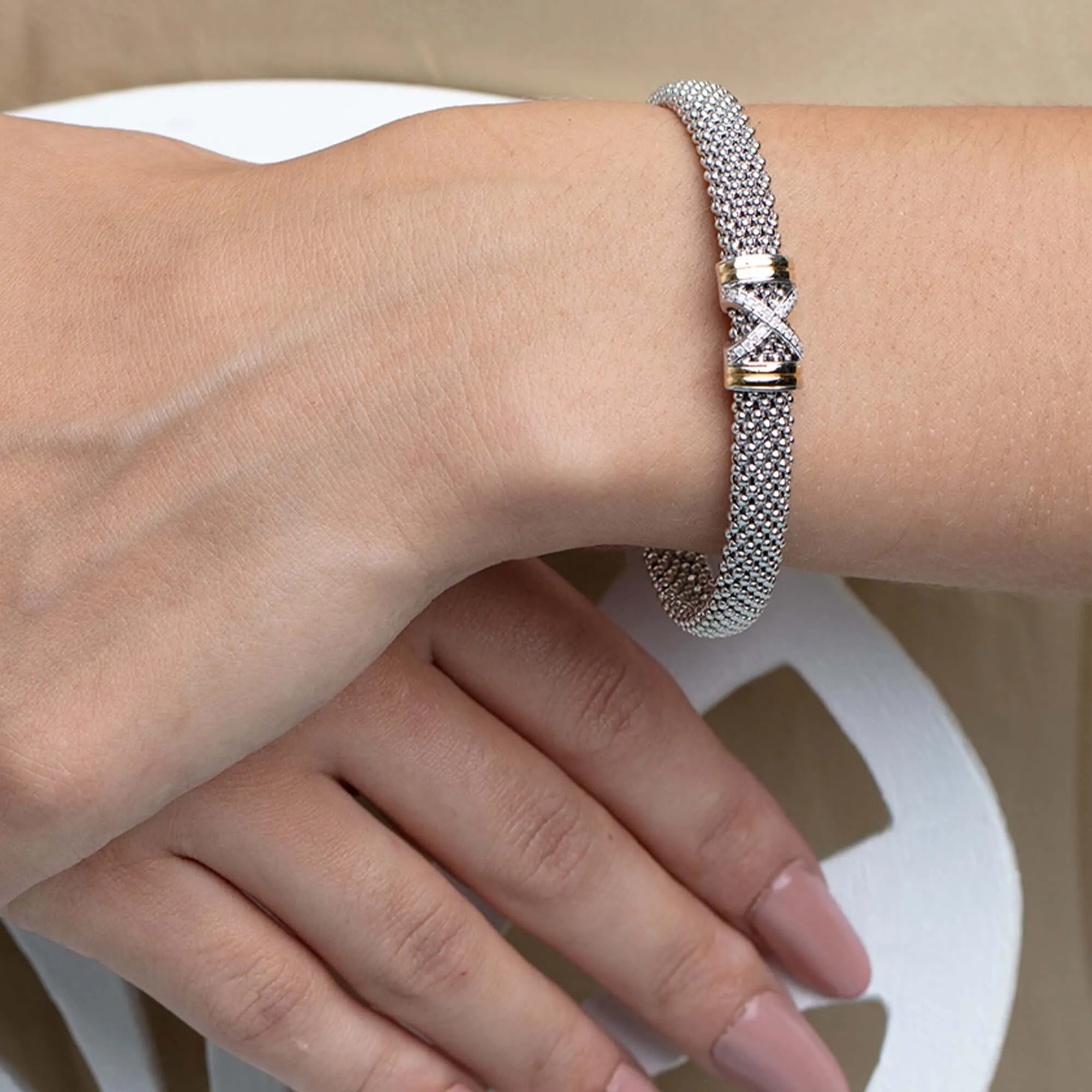 Silver & 18K Gold Prosecco X Cuff