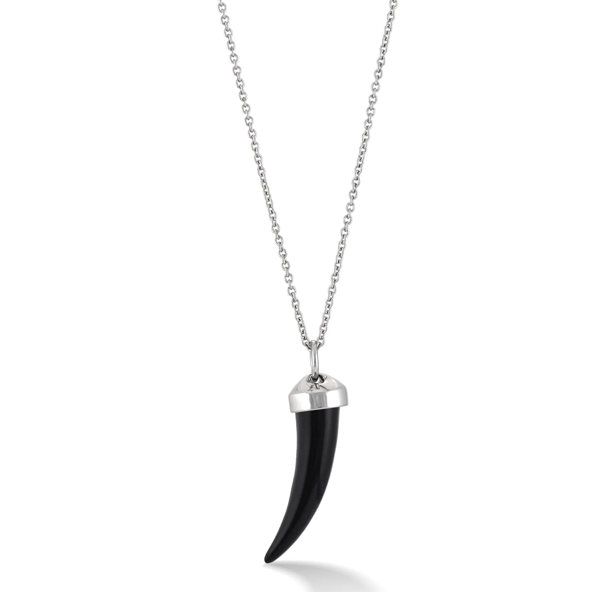 SILVER BLACK HORN PENDANT NECKLACES #ADX6800251 (14th FL)