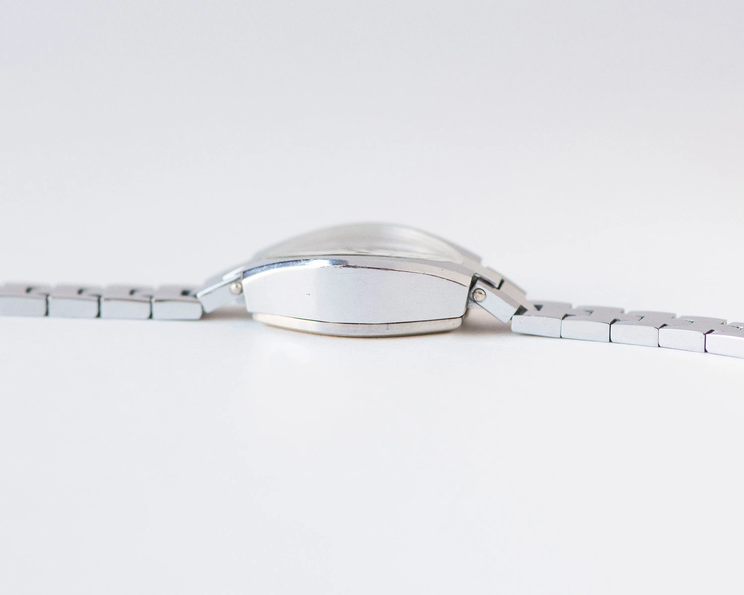 Silver eye cocktail watch bracelet Dawn silver shade case, delicate women wrist watch vintage dainty jewelry gift tiny bangle chic accessory