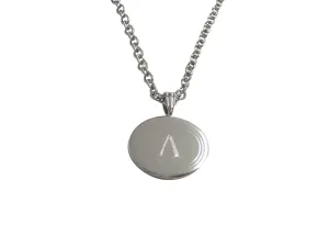 Silver Toned Etched Oval Letter A Monogram Pendant Necklace
