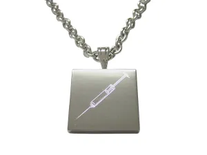 Silver Toned Etched Phlebotomist Hypodermic Needle Necklace