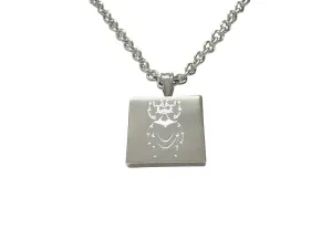 Silver Toned Etched Spiky Beetle Insect Pendant Necklace