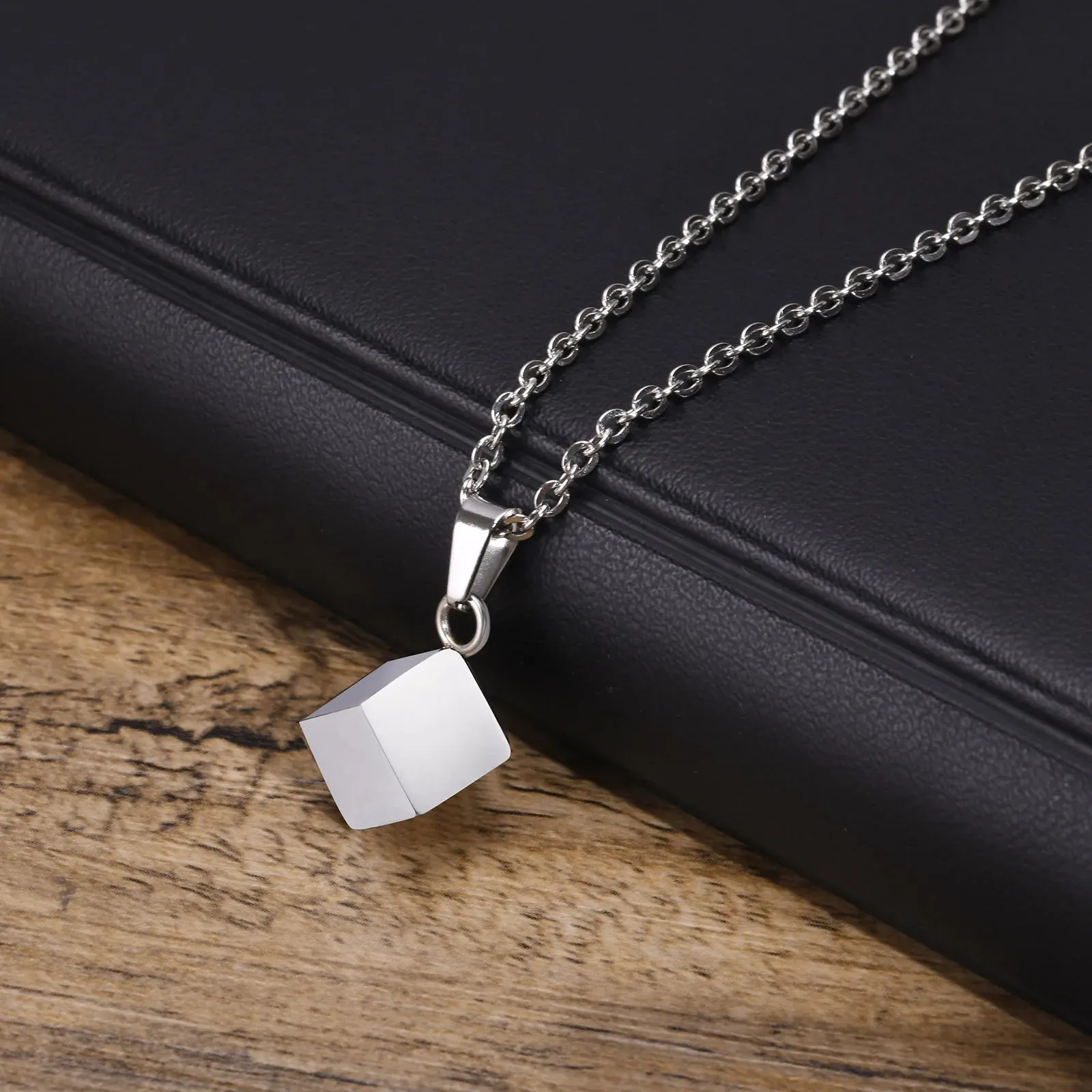 Simple 3D Cube Necklaces for Men Boys