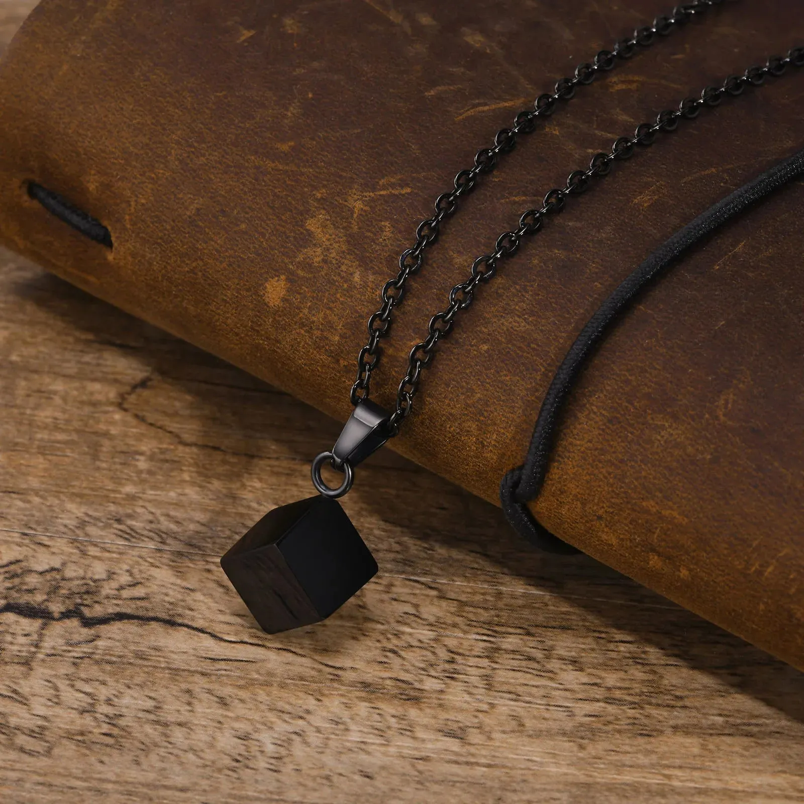 Simple 3D Cube Necklaces for Men Boys
