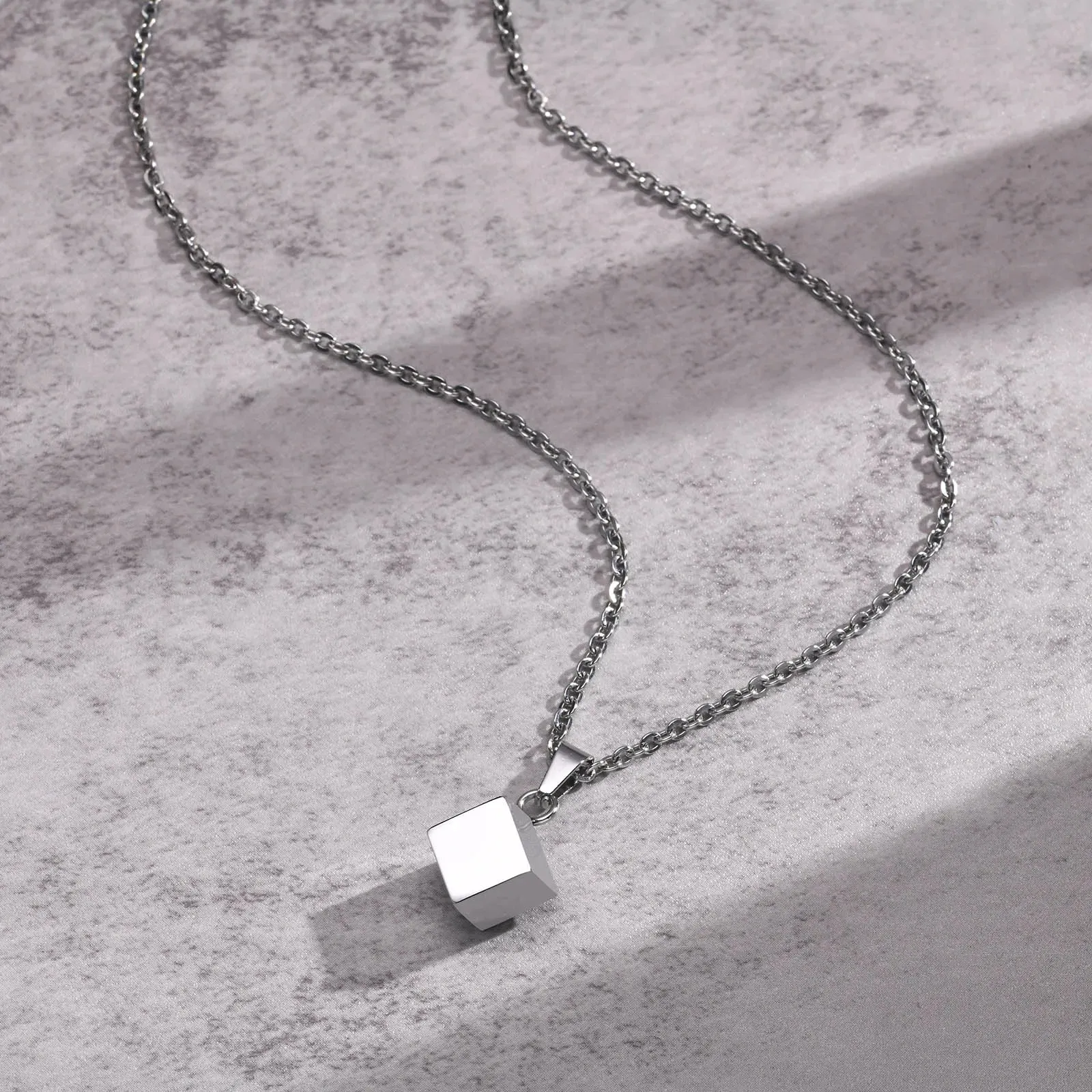 Simple 3D Cube Necklaces for Men Boys