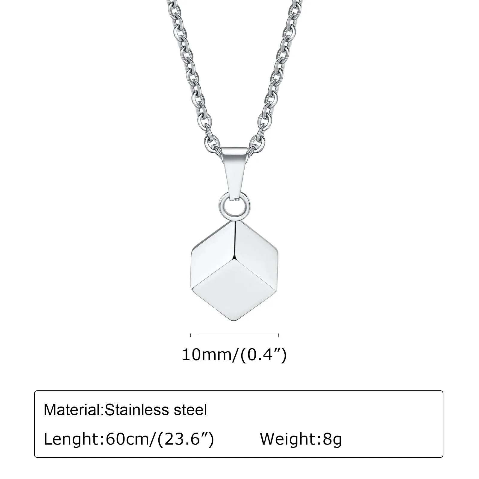 Simple 3D Cube Necklaces for Men Boys