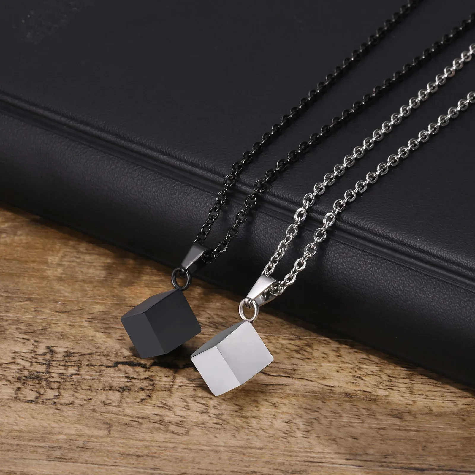 Simple 3D Cube Necklaces for Men Boys