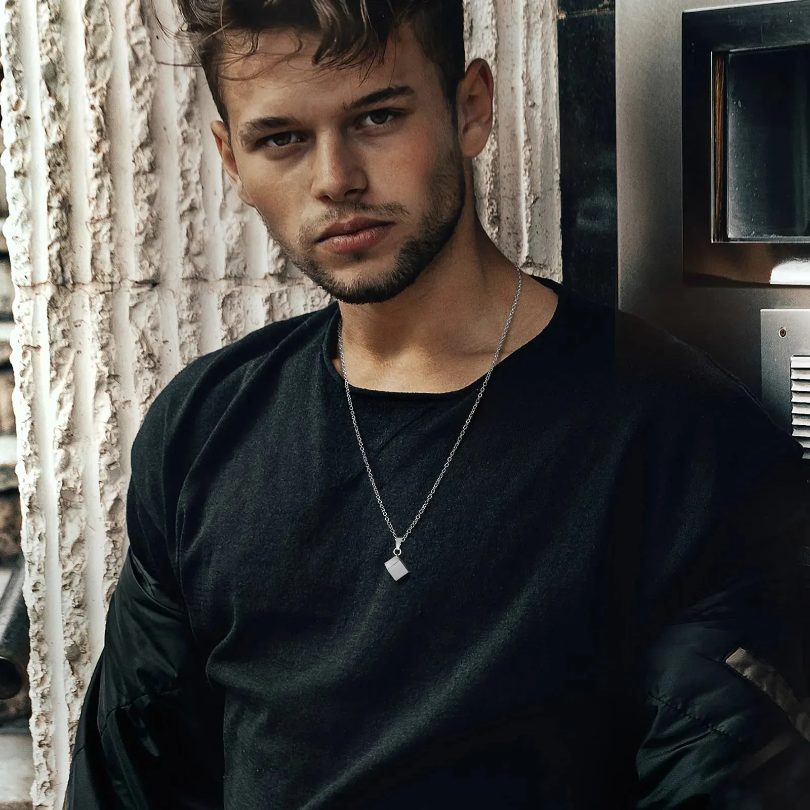 Simple 3D Cube Necklaces for Men Boys