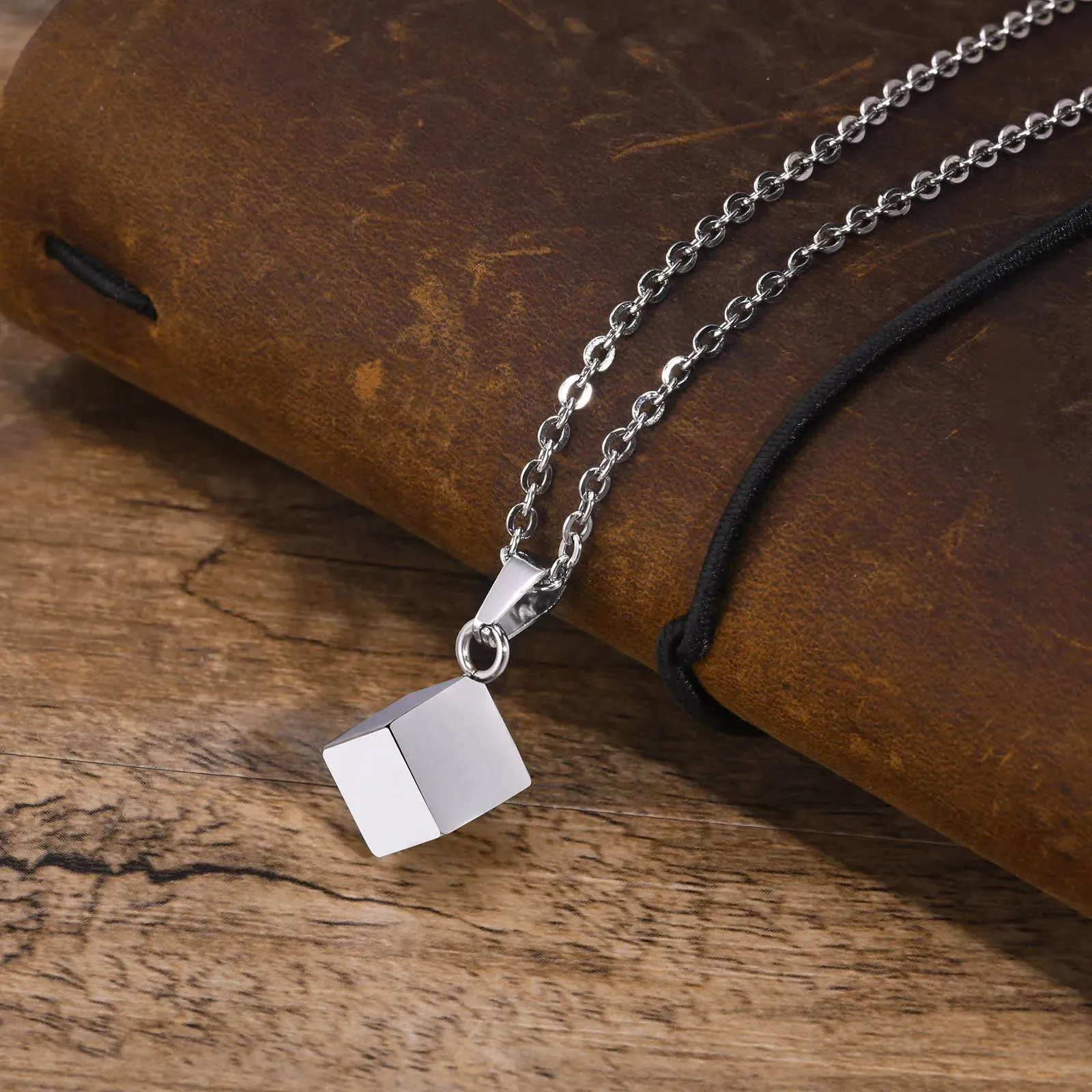 Simple 3D Cube Necklaces for Men Boys