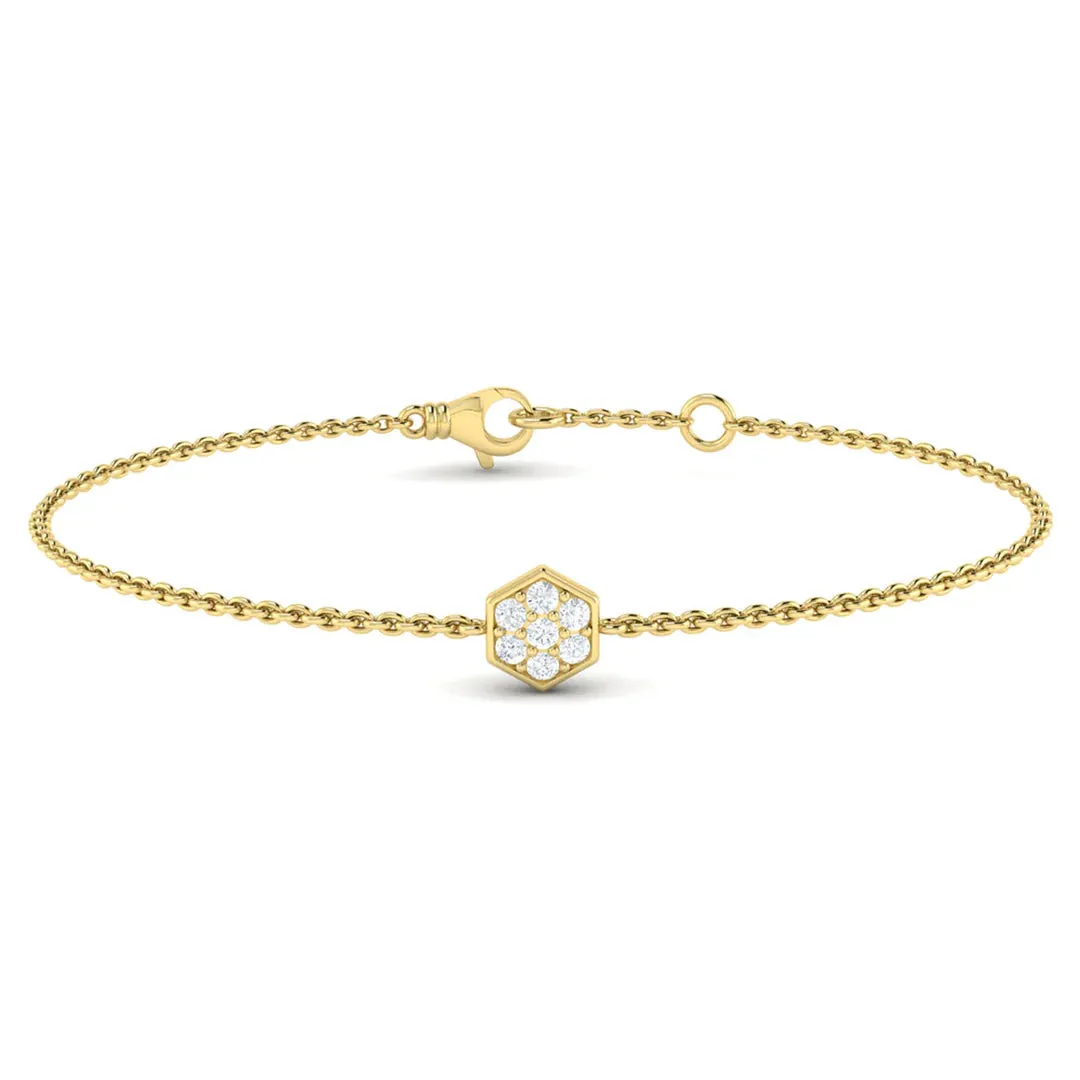 Sincerely, Springer's by Vlora 14k Yellow Gold Diamond Honeycomb Bracelet