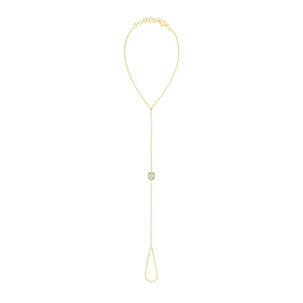 Single Fancy Shape Bezel Hand Chain Bracelet