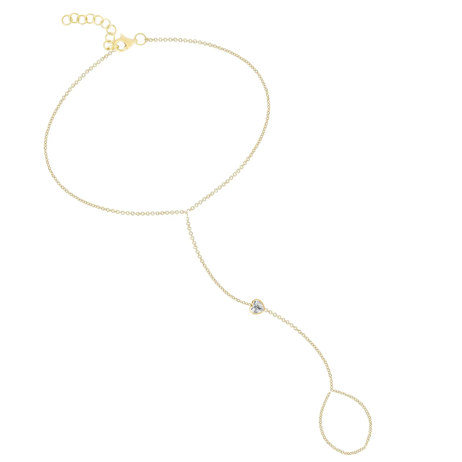 Single Fancy Shape Bezel Hand Chain Bracelet