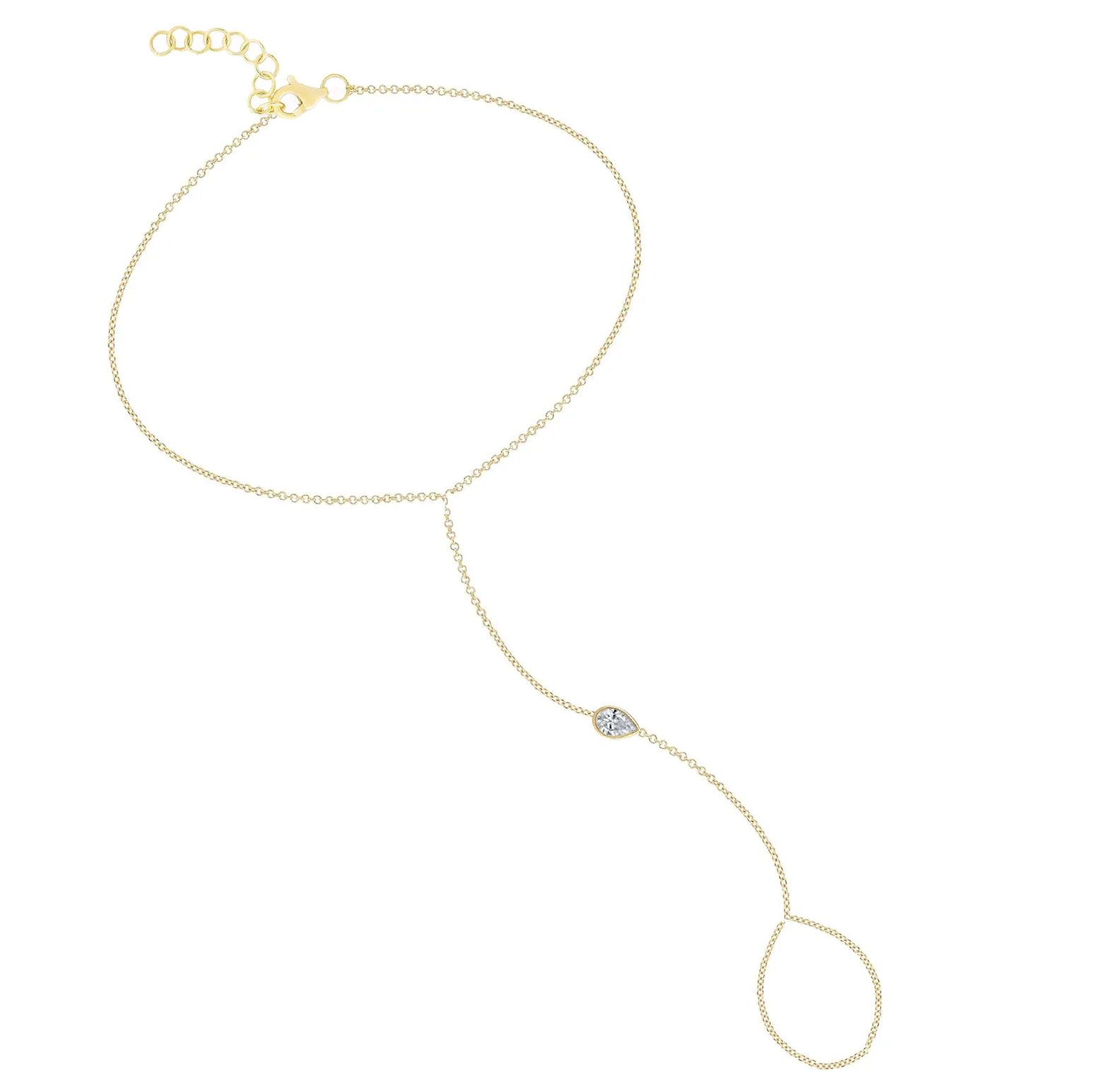 Single Fancy Shape Bezel Hand Chain Bracelet