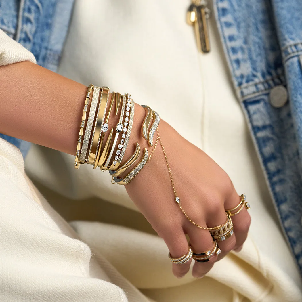 Single Fancy Shape Bezel Hand Chain Bracelet