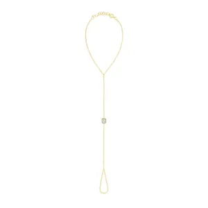 Single Fancy Shape Bezel Hand Chain Bracelet