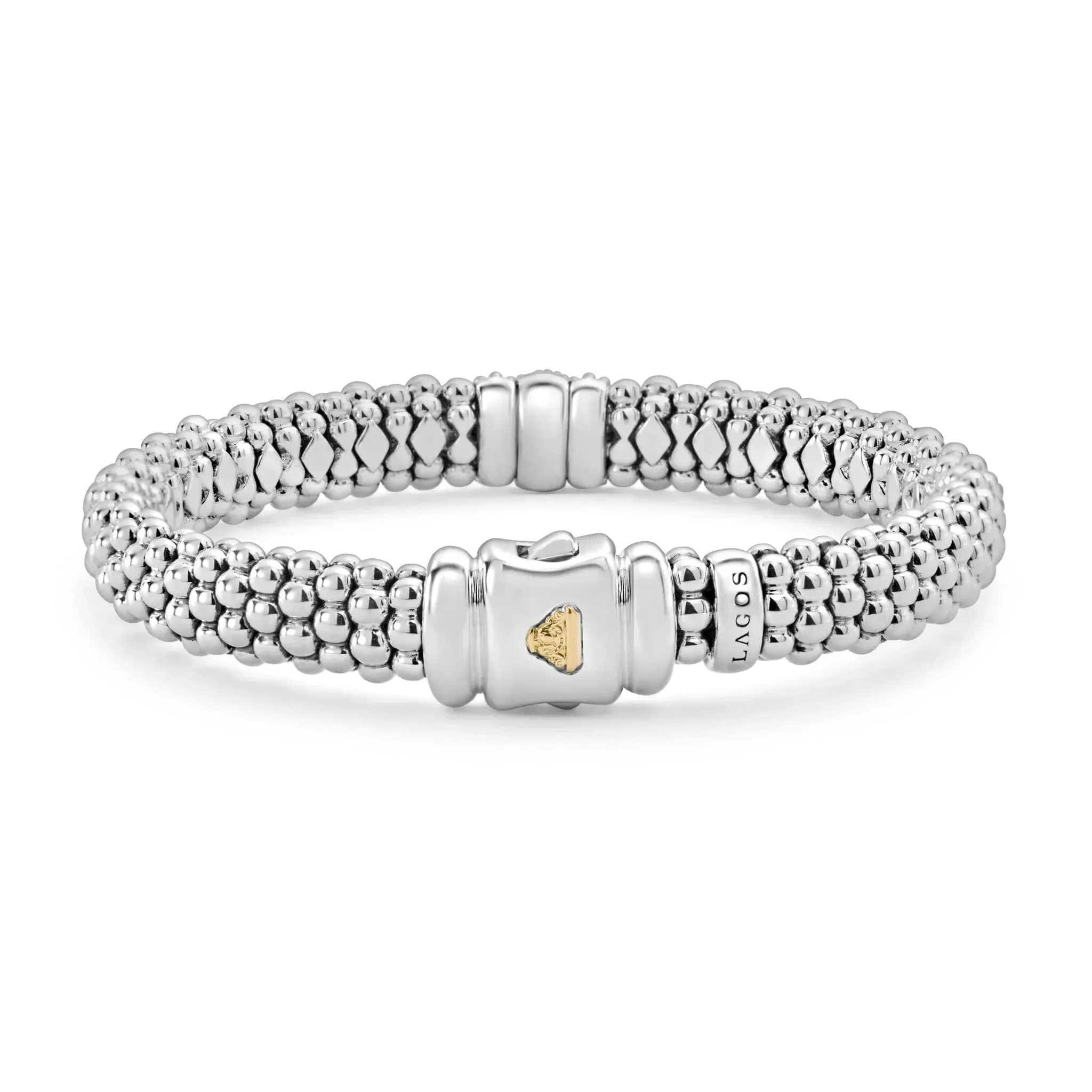 Single Station Diamond Caviar Bracelet | 9mm
