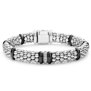 Single Station Diamond Caviar Bracelet | 9mm