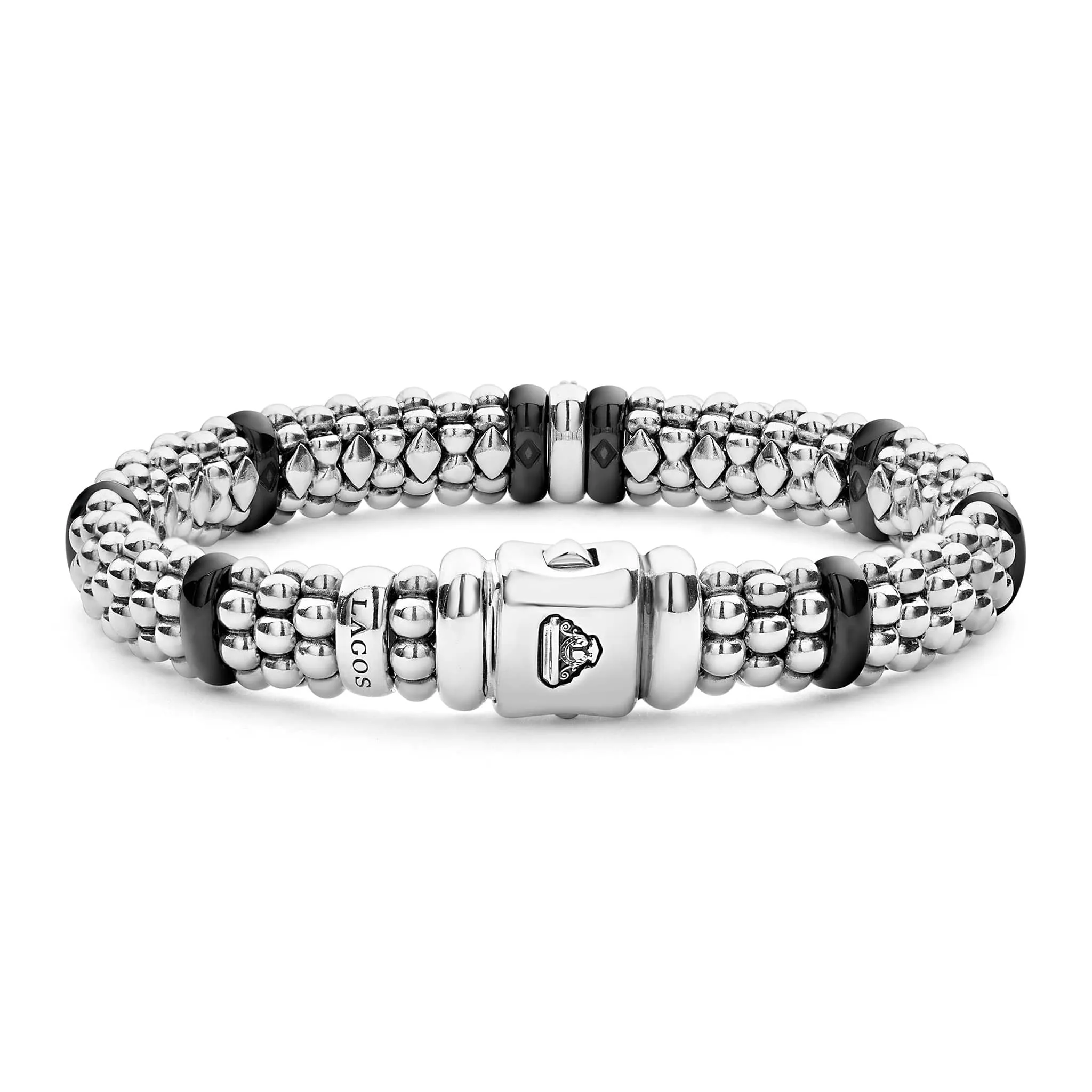 Single Station Diamond Caviar Bracelet | 9mm
