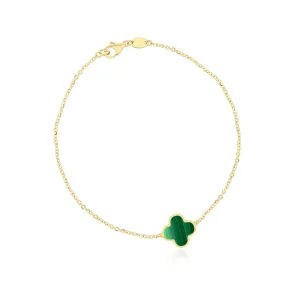 Small Malachite Single Clover Bracelet