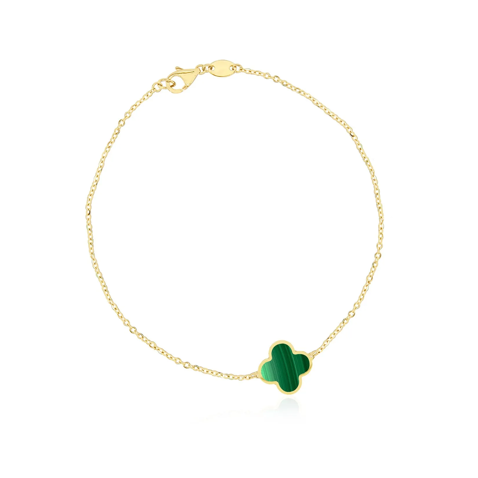 Small Malachite Single Clover Bracelet