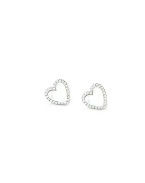 Small Silver Mother of Pearl Heart Studs