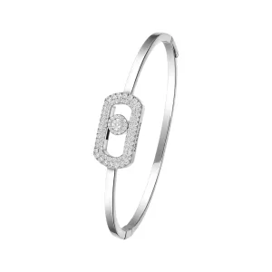 So Move 18K White Gold Diamond Pavé Bangle Bracelet