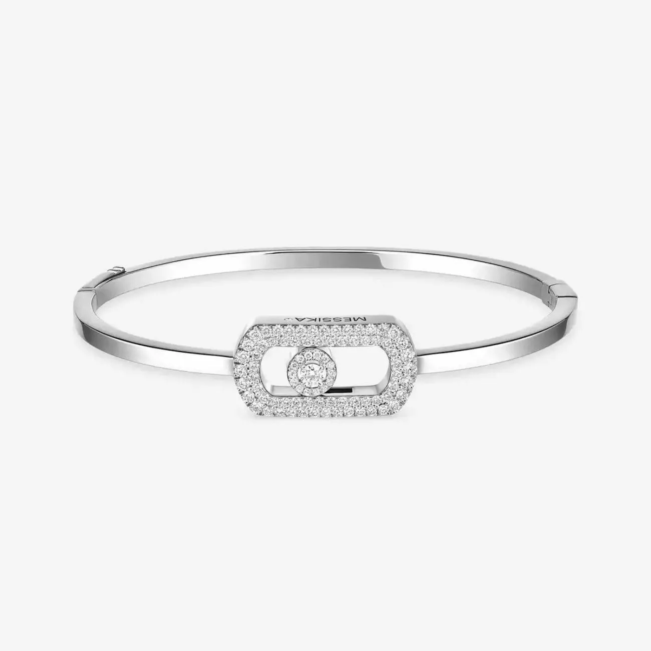 So Move 18K White Gold Diamond Pavé Bangle Bracelet