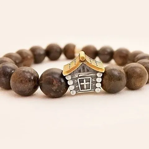 SOKOLOV JUST - Silver Log Cabin Bronzite Bracelet With Enamel, Brown