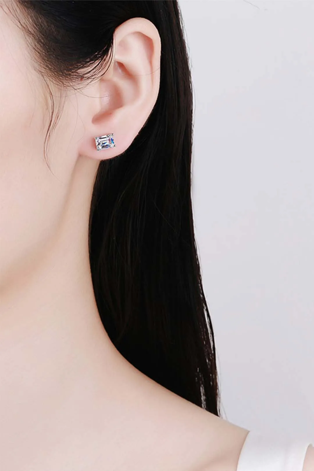 Solace Emerald Cut Moissanite Solitaire Earrings