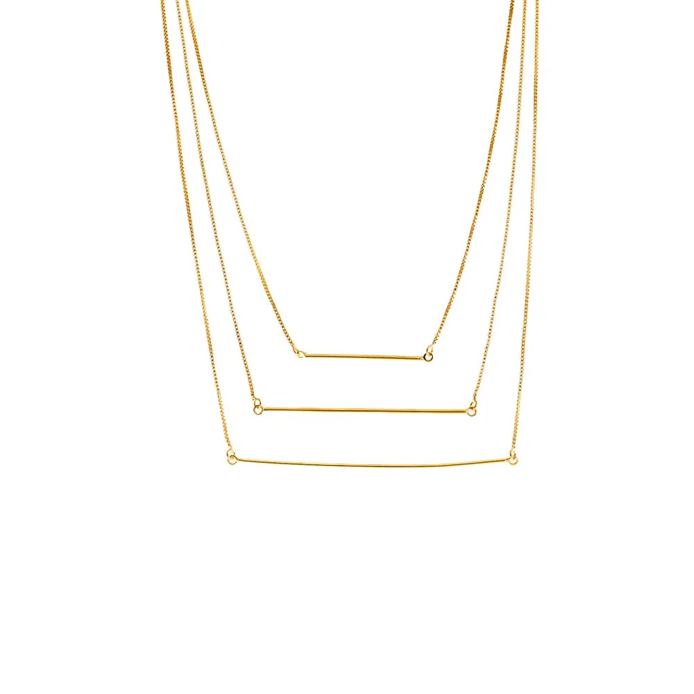 Solid Triple Bar Layered Necklace