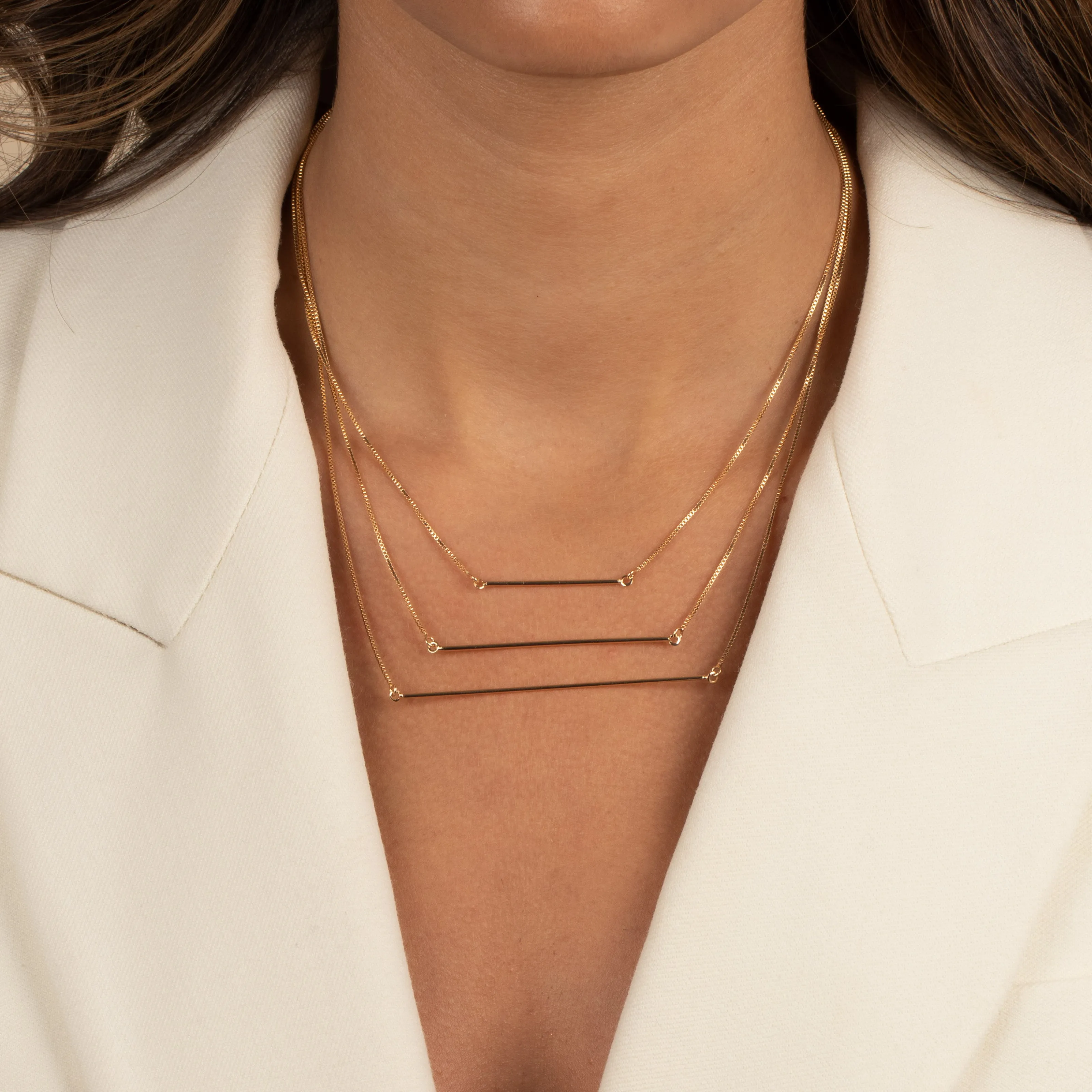 Solid Triple Bar Layered Necklace