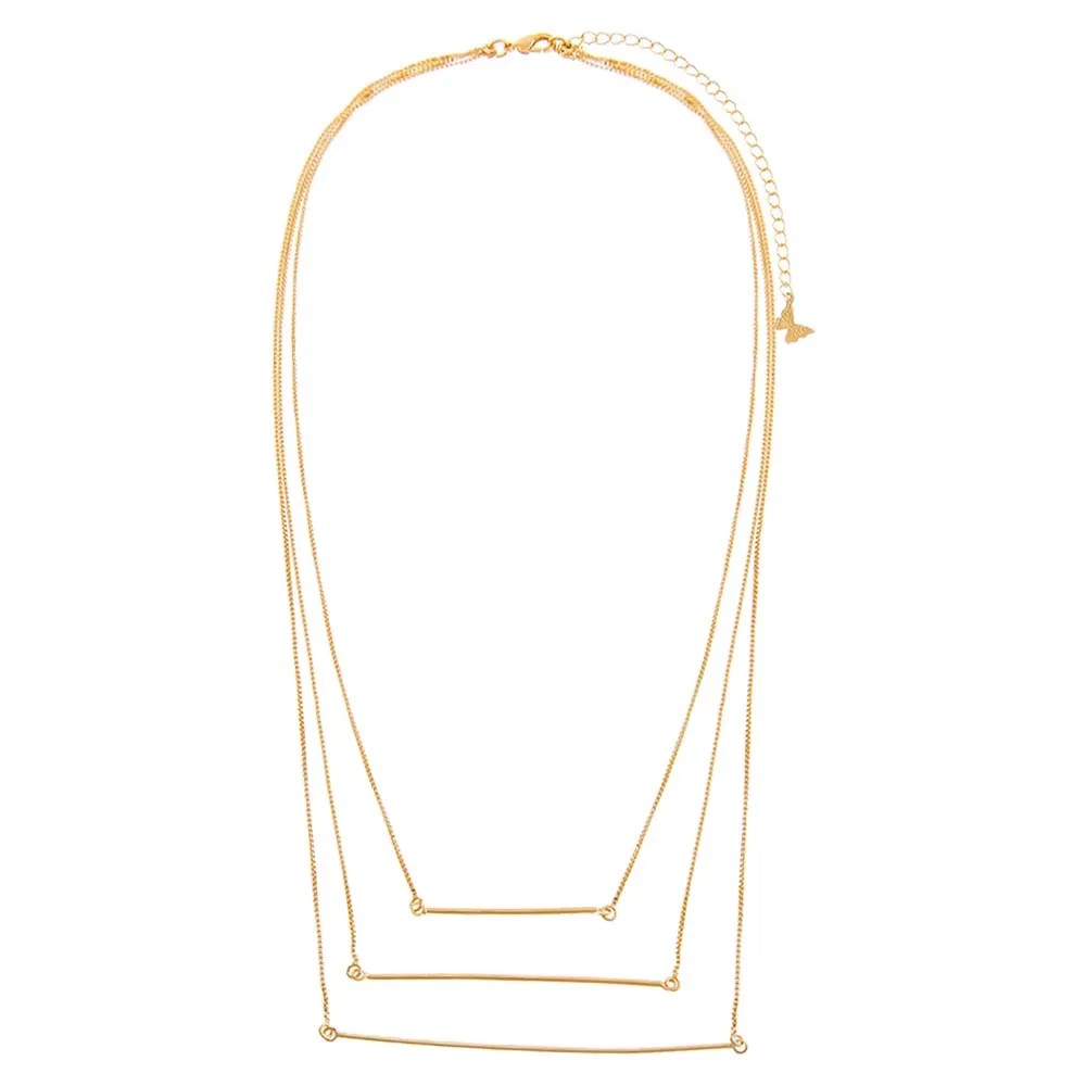 Solid Triple Bar Layered Necklace