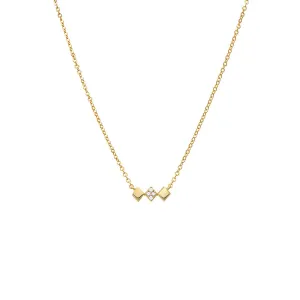 Solid/Pave Triple Diamond Shape Bar Necklace