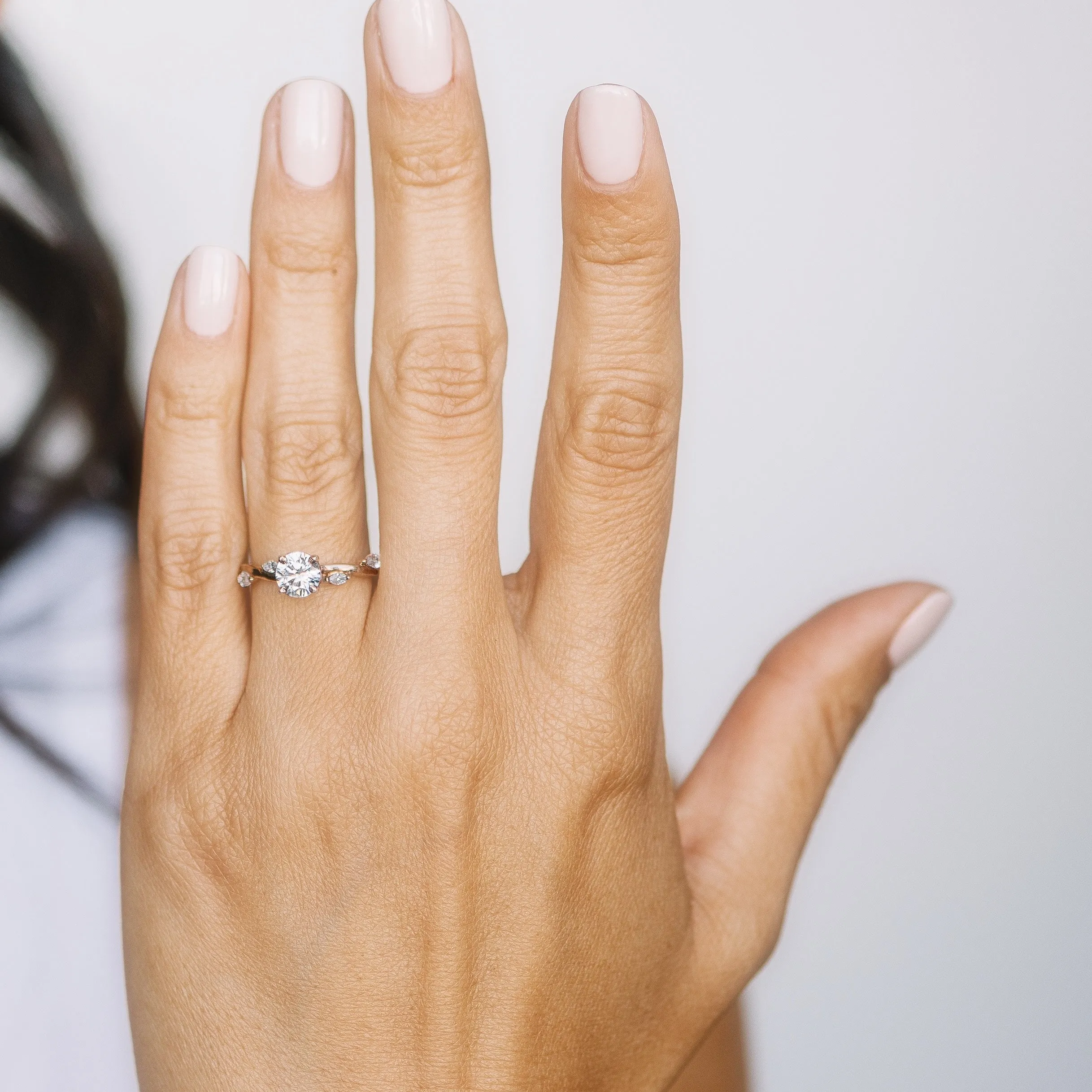 Solitaire Diamond and Marquise Leaf Twisted Band Engagement Ring Setting