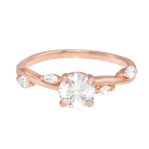 Solitaire Diamond and Marquise Leaf Twisted Band Engagement Ring Setting