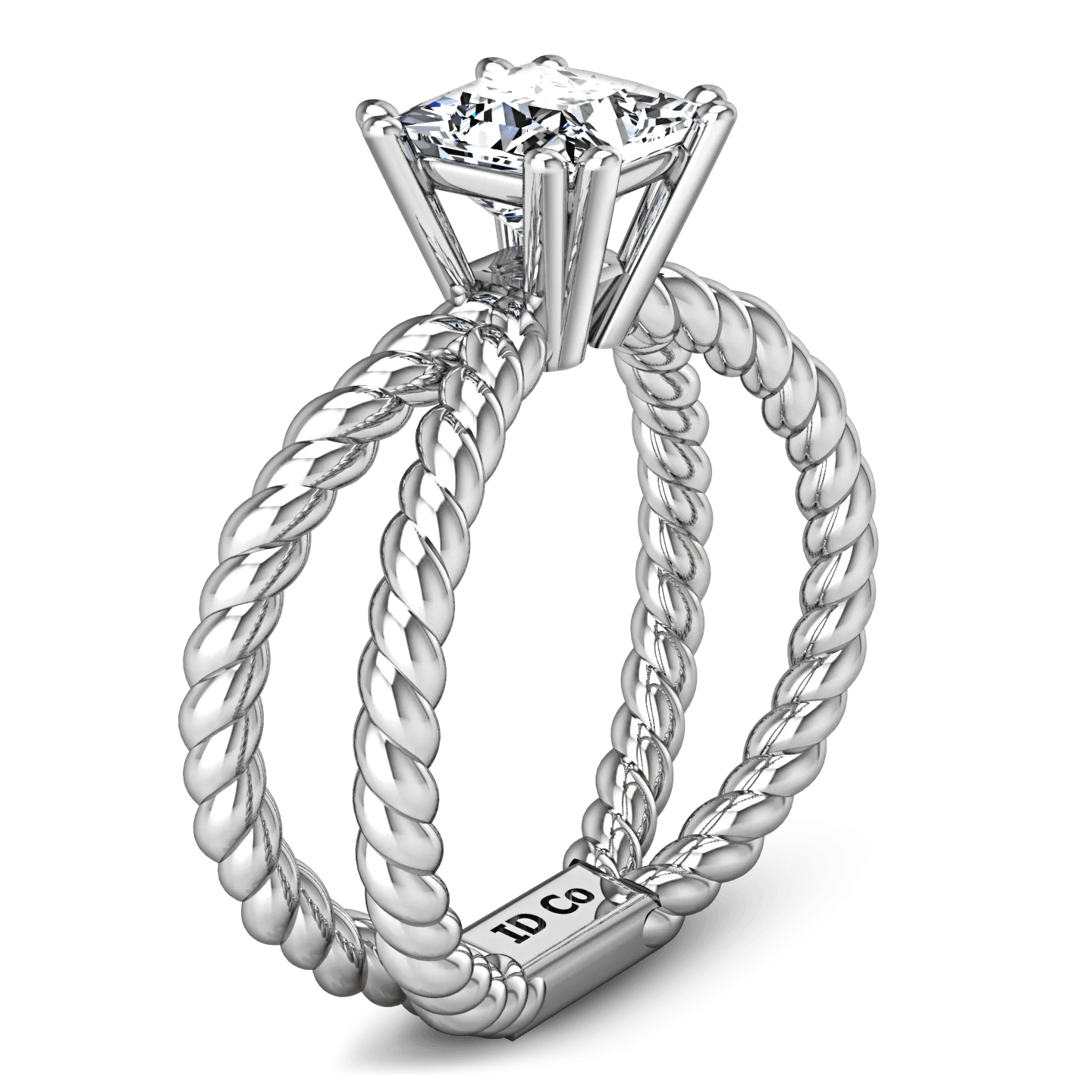 Solitaire Princess Cut Diamond Engagement Ring Infinity 14K White Gold